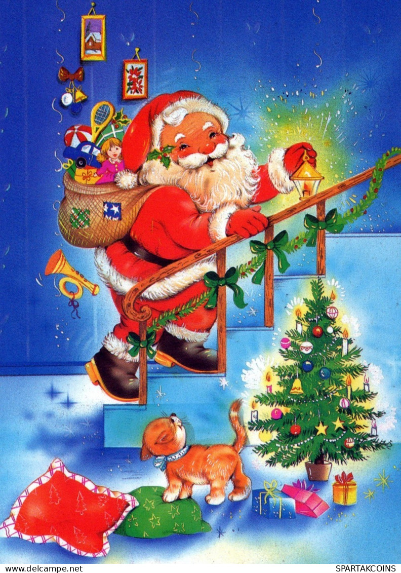 WEIHNACHTSMANN SANTA CLAUS WEIHNACHTSFERIEN Vintage Postkarte CPSM #PAK212.DE - Kerstman