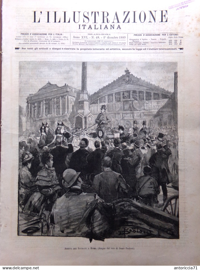 L'Illustrazione Italiana 1 Dicembre 1889 Perricci Volpe Roma Cody Buffalo Bill - Antes 1900