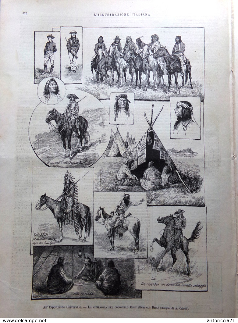 L'Illustrazione Italiana 1 Dicembre 1889 Perricci Volpe Roma Cody Buffalo Bill - Avant 1900