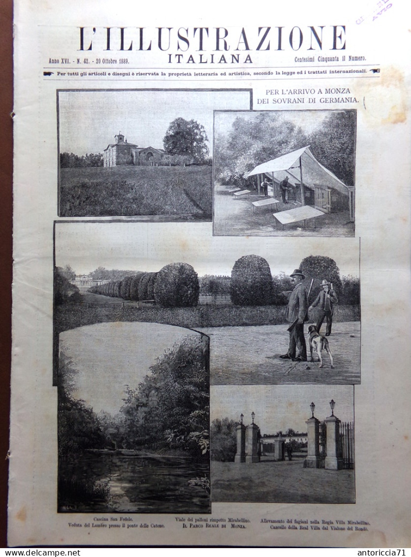 L'Illustrazione Italiana 20 Ottobre 1889 Parco Di Monza Liebig Niccolò Puccini - Voor 1900