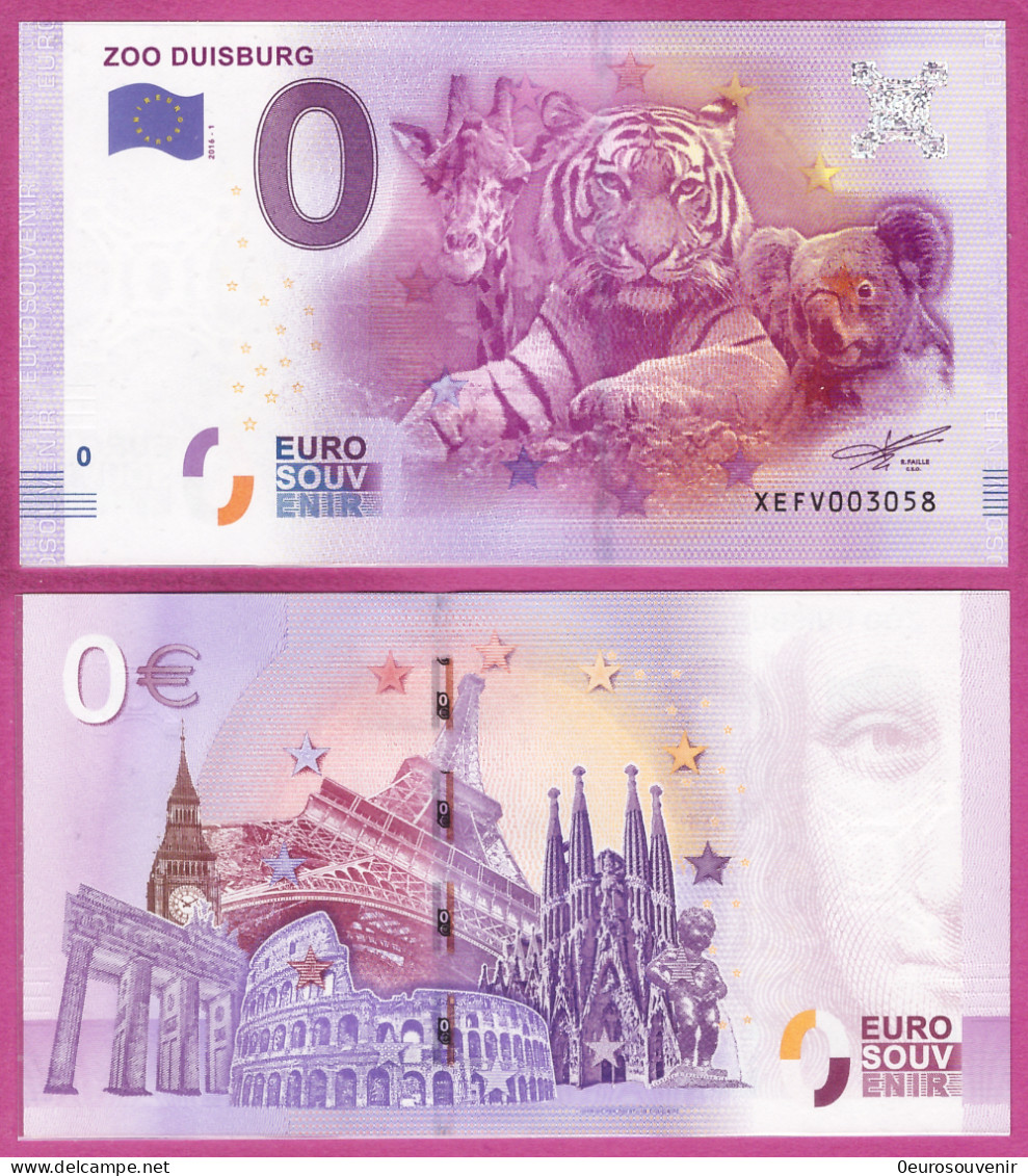 0-Euro XEFV 2016-1 ZOO DUISBURG - Private Proofs / Unofficial
