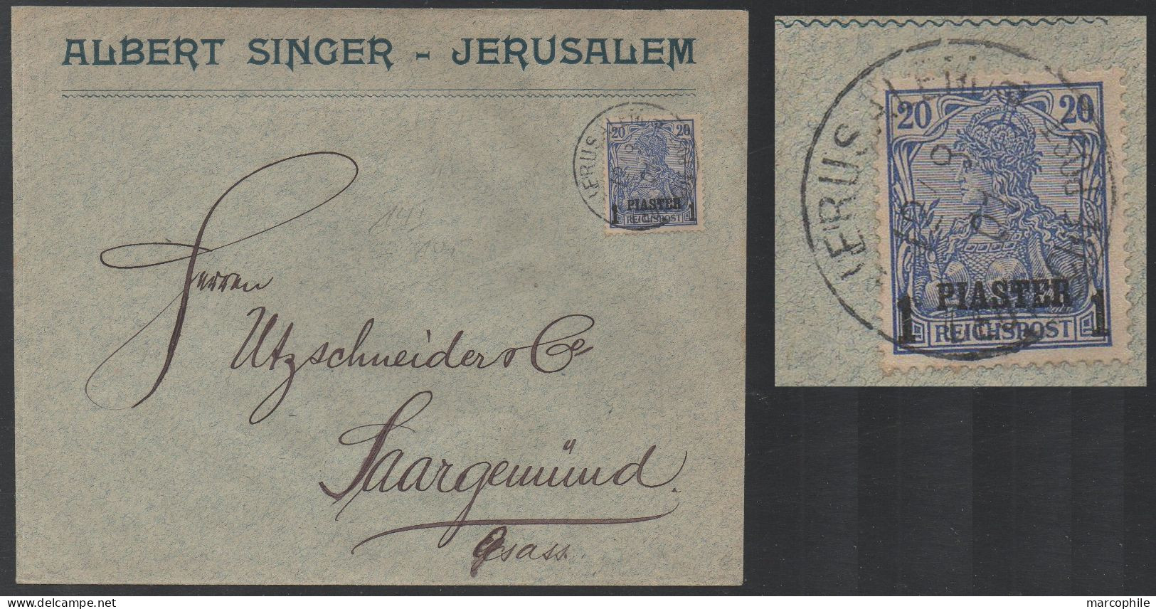 JERUSALEM -  DEUTSCHE POST / 1901 BRIEF ==> SAARGEMÜND (ref 7898) - Turkse Rijk (kantoren)