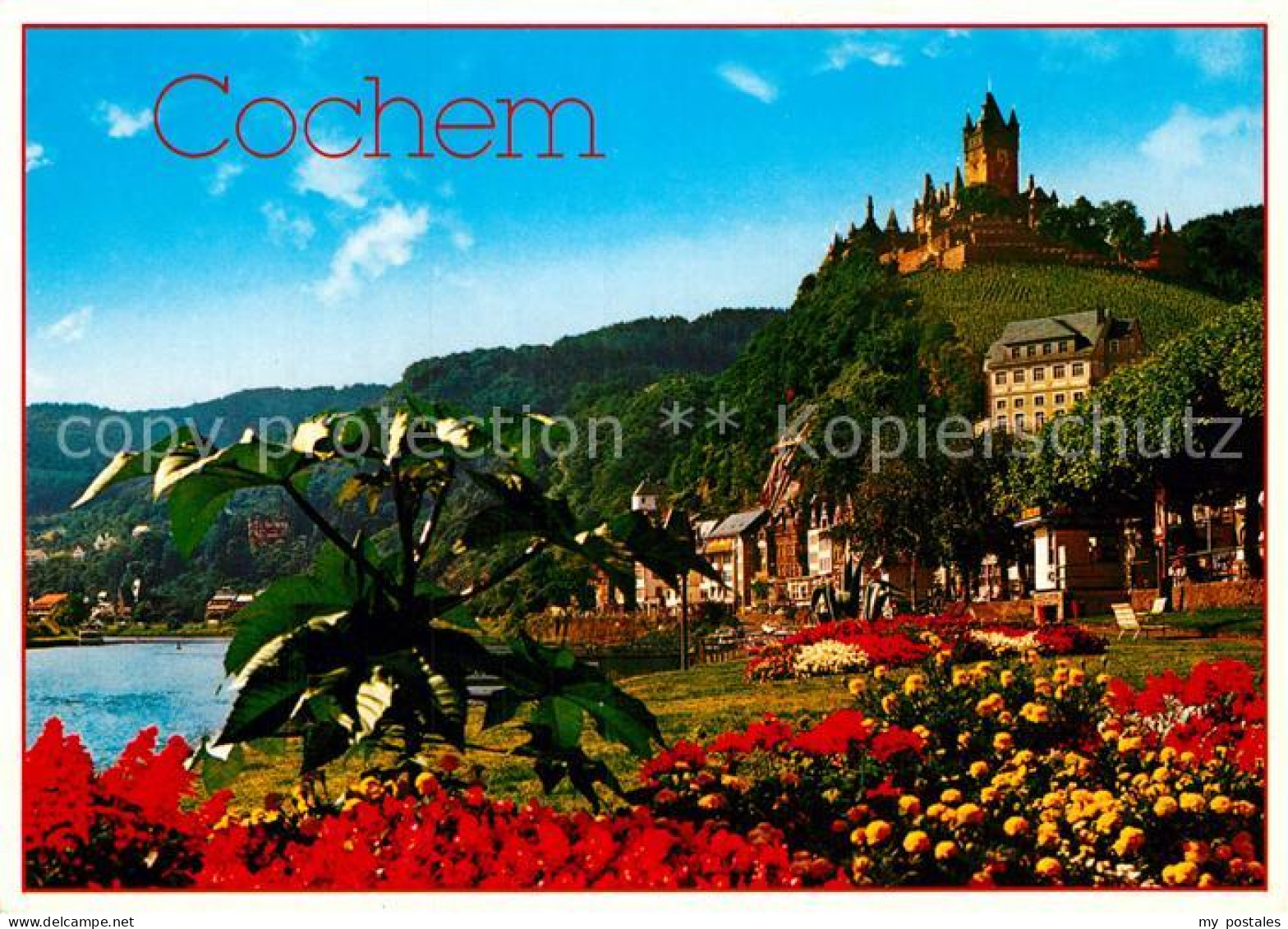 72935718 Cochem Mosel Uferpromenade Am Fluss Blumenbeet Blick Zur Reichsburg Coc - Cochem