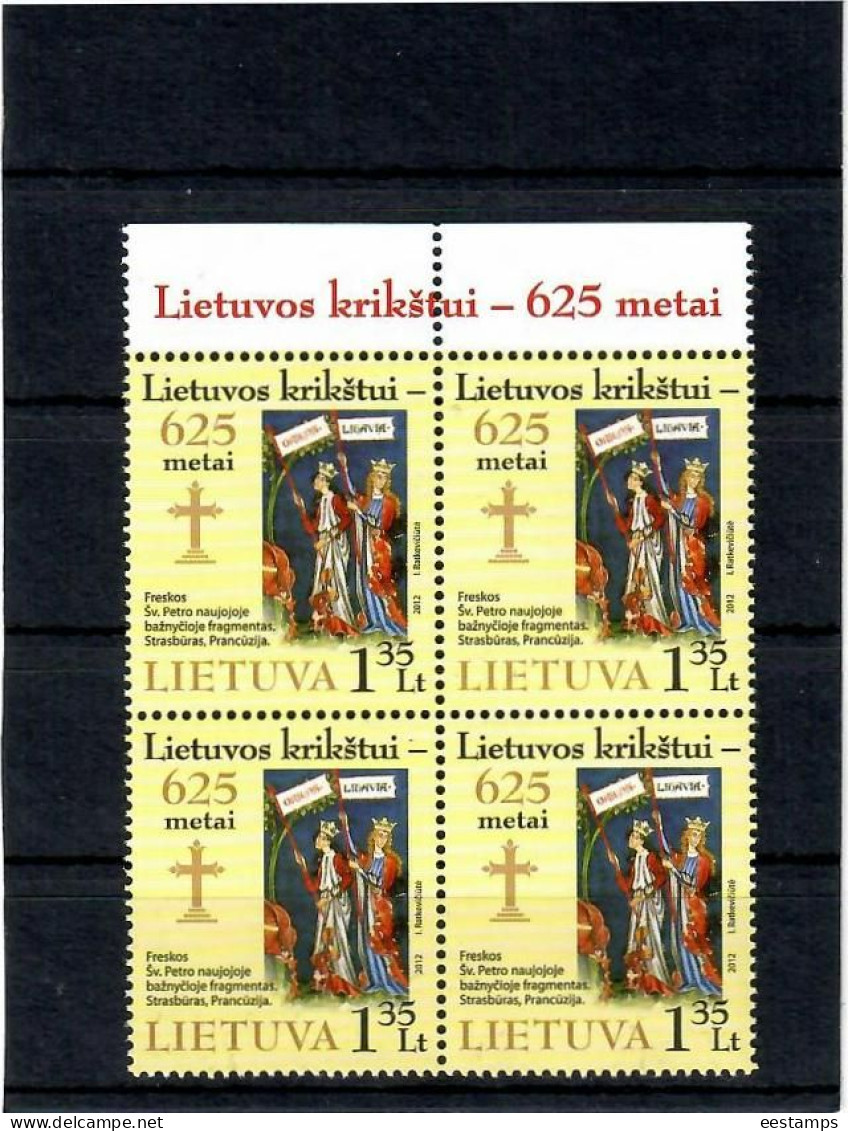 Lithuania 2012 . Christianization Of Lithuania -625y. Block Of 4. Michel # 1102 - Lithuania