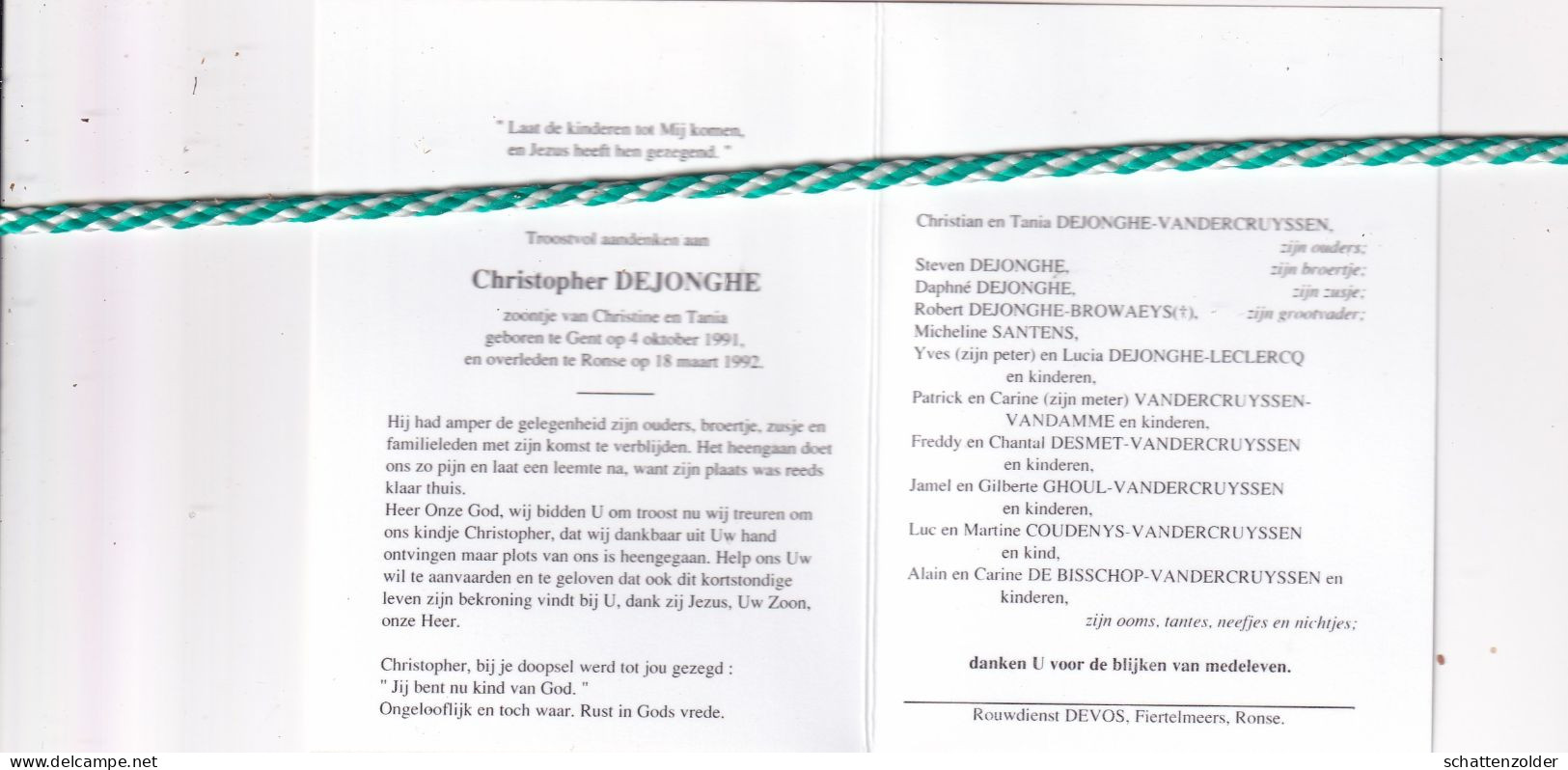 Christopher Dejonghe, Gent 1991, Ronse 1992. Foto - Obituary Notices