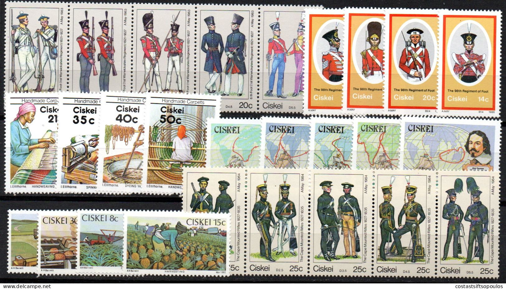 3093. 6 VERY FINE MNH SETS LOT,DISCOVERERS,UNIFORMS - Ciskei