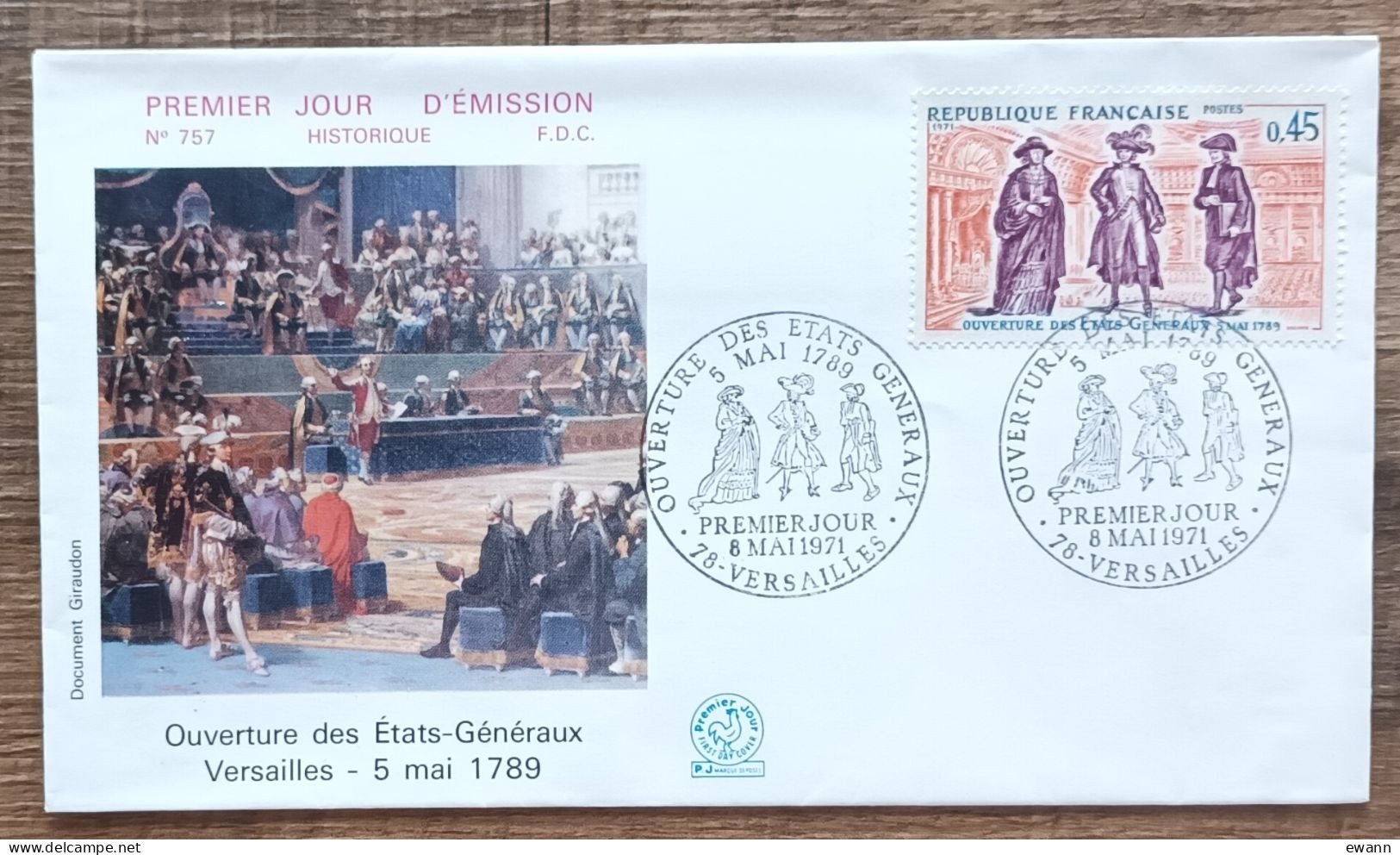 FDC 1971 - YT N°1678 - OUVERTURE DES ETATS GENERAUX - VERSAILLES - 1970-1979