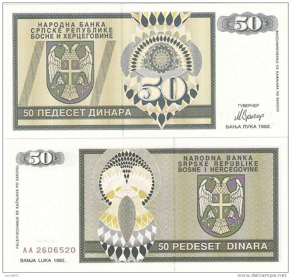 Bosnia And Herzegovina 50 Dinara 1992. UNC P-134 - Bosnia Erzegovina