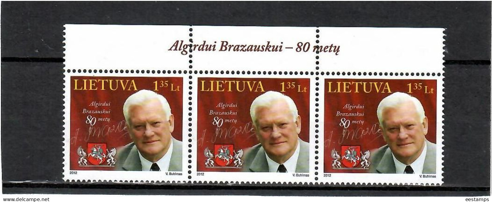 Lithuania 2012 . Algirdas Brazauskas - 80. 1v. X 3 . Michel # 1112 - Litauen