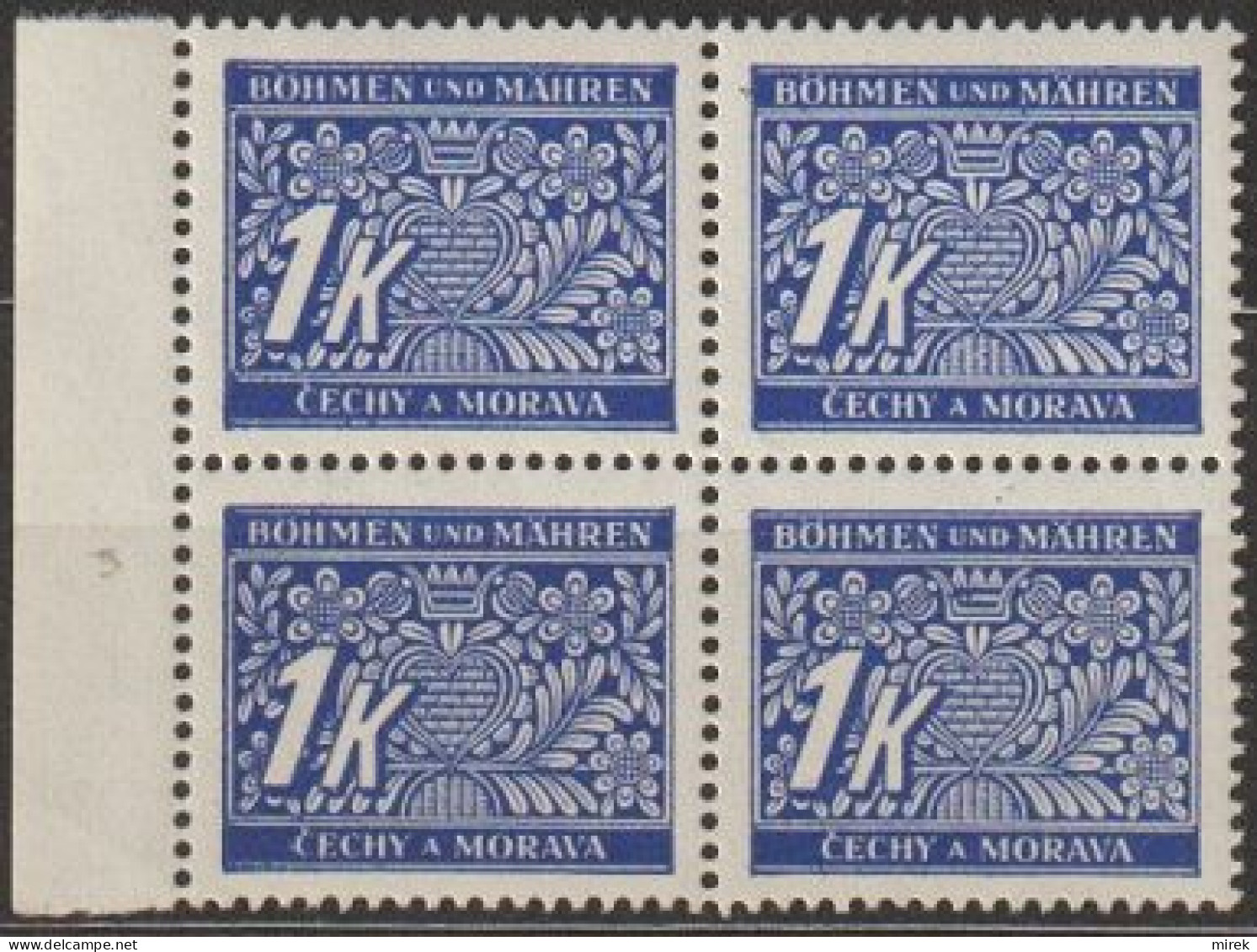 019/ Pof. DL 9; Border 4-block, Non-perforation Border - Unused Stamps