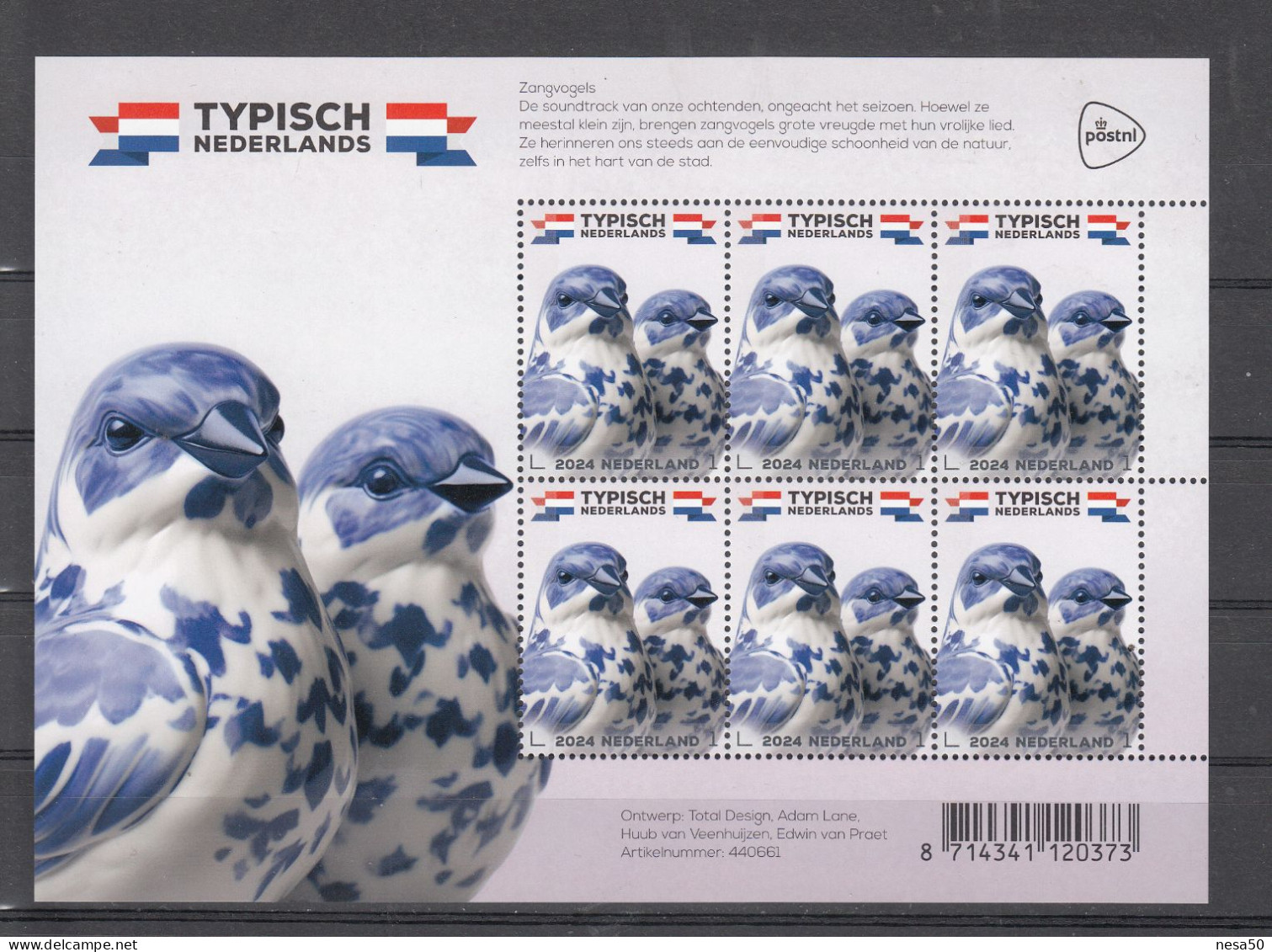 Nederland 2024 Nvph Nr ??, Mi Nr ??;  Typisch Nederlands, Vogels, Bird,  Delfts Blauw, Sheet - Nuevos