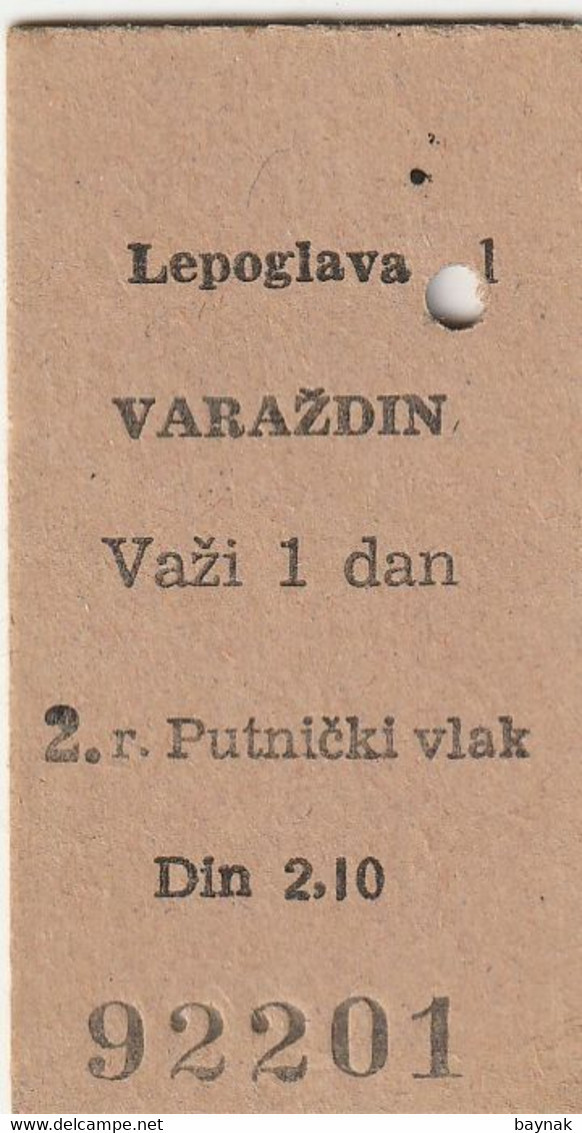 CROATIA  --  LOT  --    2 X OLD RAILWAY TICKET  --  VARAZDIN  -  LEPOGLAVA   --  1967 - Europa