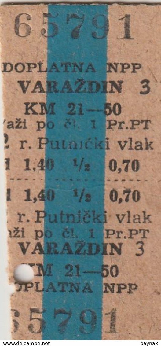 CROATIA  --  LOT  --    2 X OLD RAILWAY TICKET  --  VARAZDIN  -  LEPOGLAVA   --  1967