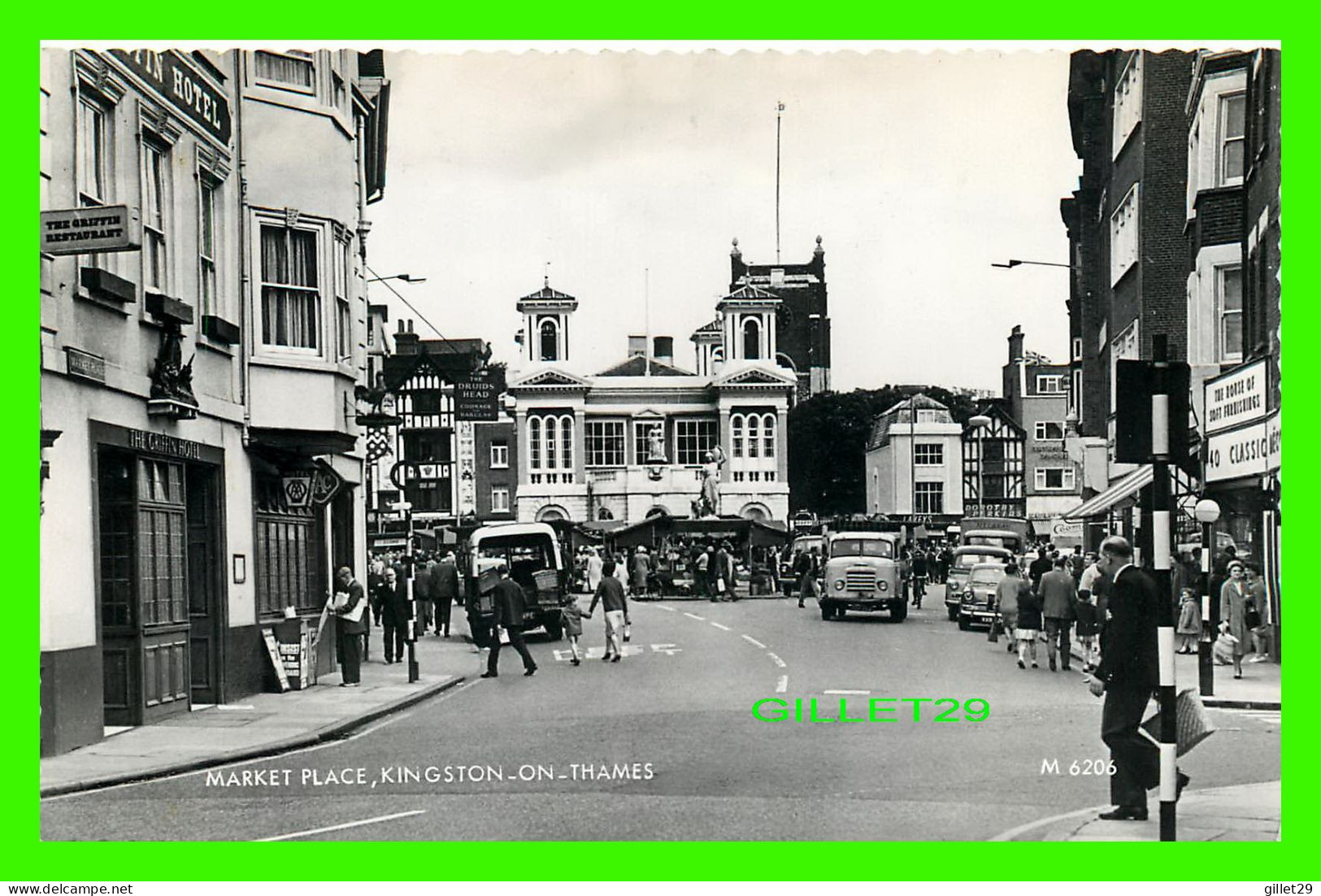 KINGSTON-ON-THAMES, UK - MARKET PLACE - ANIMATED PEOPLES & OLD CARS - REAL PHOTO - VALENTINE'S - - Surrey