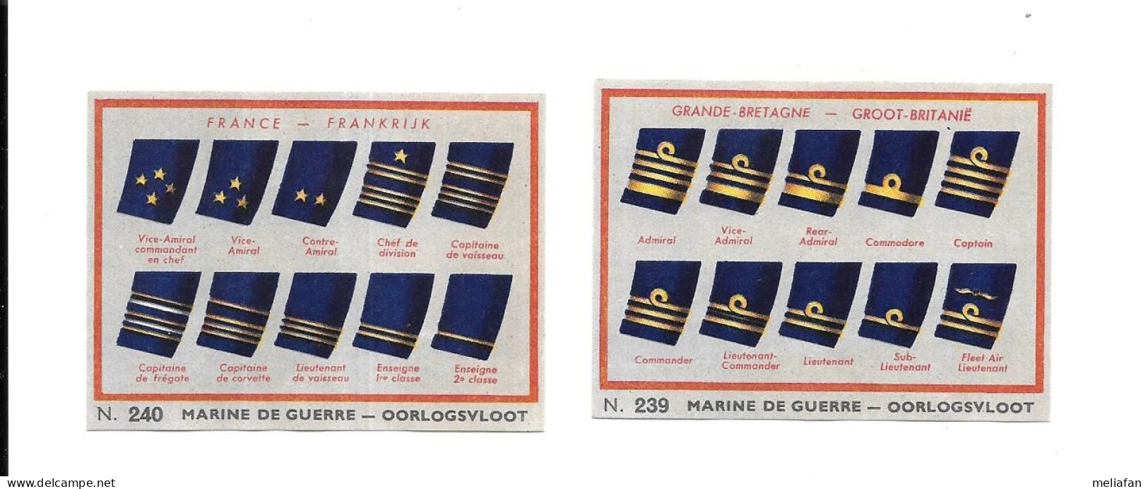 ED31 - CHROMOS CHOCOLAT JACQUES - GRADES DE LA MARINE FRANCAISE - NAVY RANKS - Divise