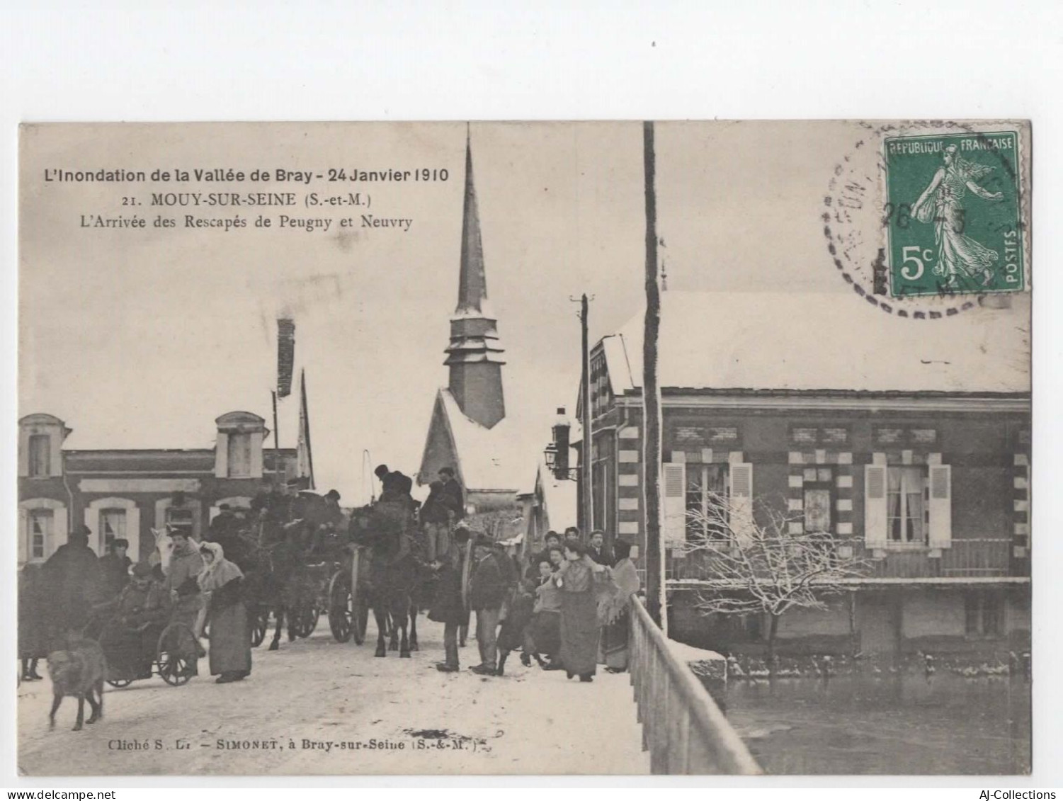 AJC - L'inondation De La Vallée De Bray - 24 Janvier 1910 Mouy Sur Seine - L'arrivée Des Rescapésde Peugny Et Neuvry - Autres & Non Classés