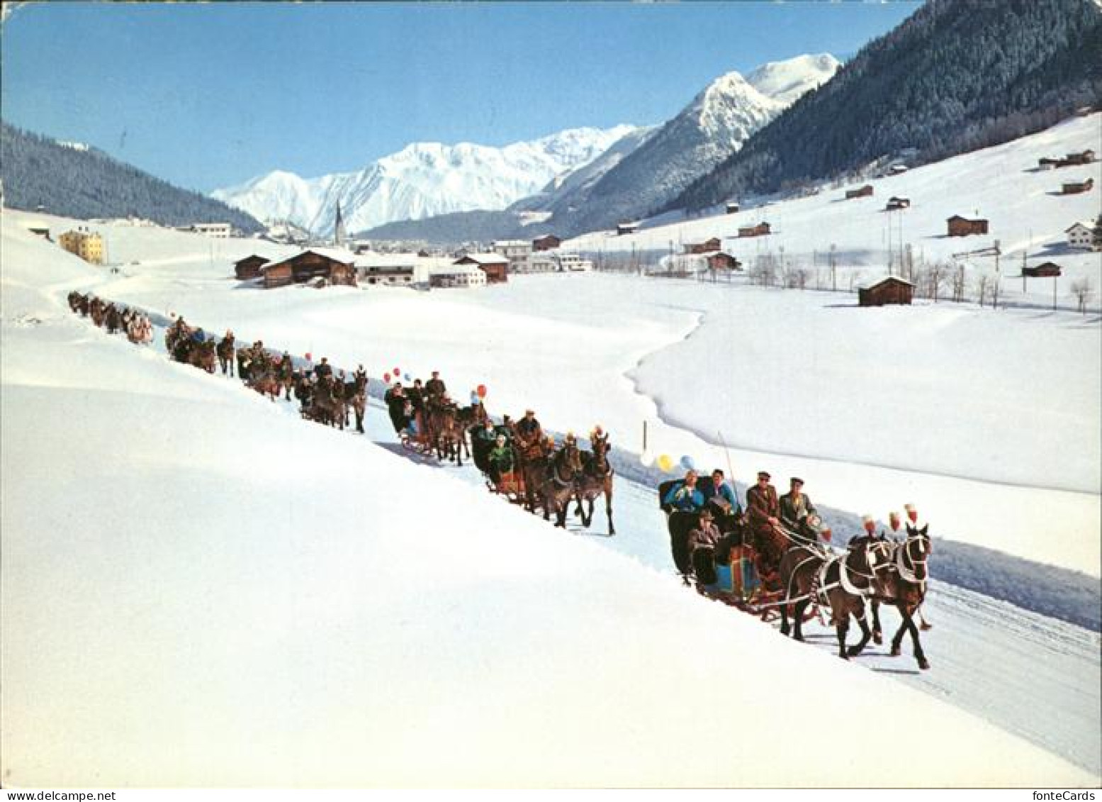 11381425 Davos GR Pferdeschlittenfahrt Rhaetikonkette Und Seehorn Davos Platz - Autres & Non Classés