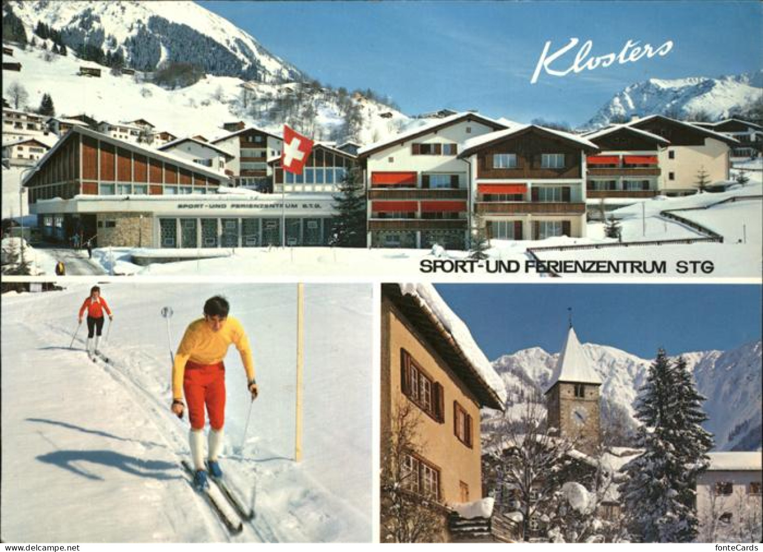 11381409 Klosters GR Sport Und Ferienzentrum Skilaeufer Kirche Klosters - Autres & Non Classés
