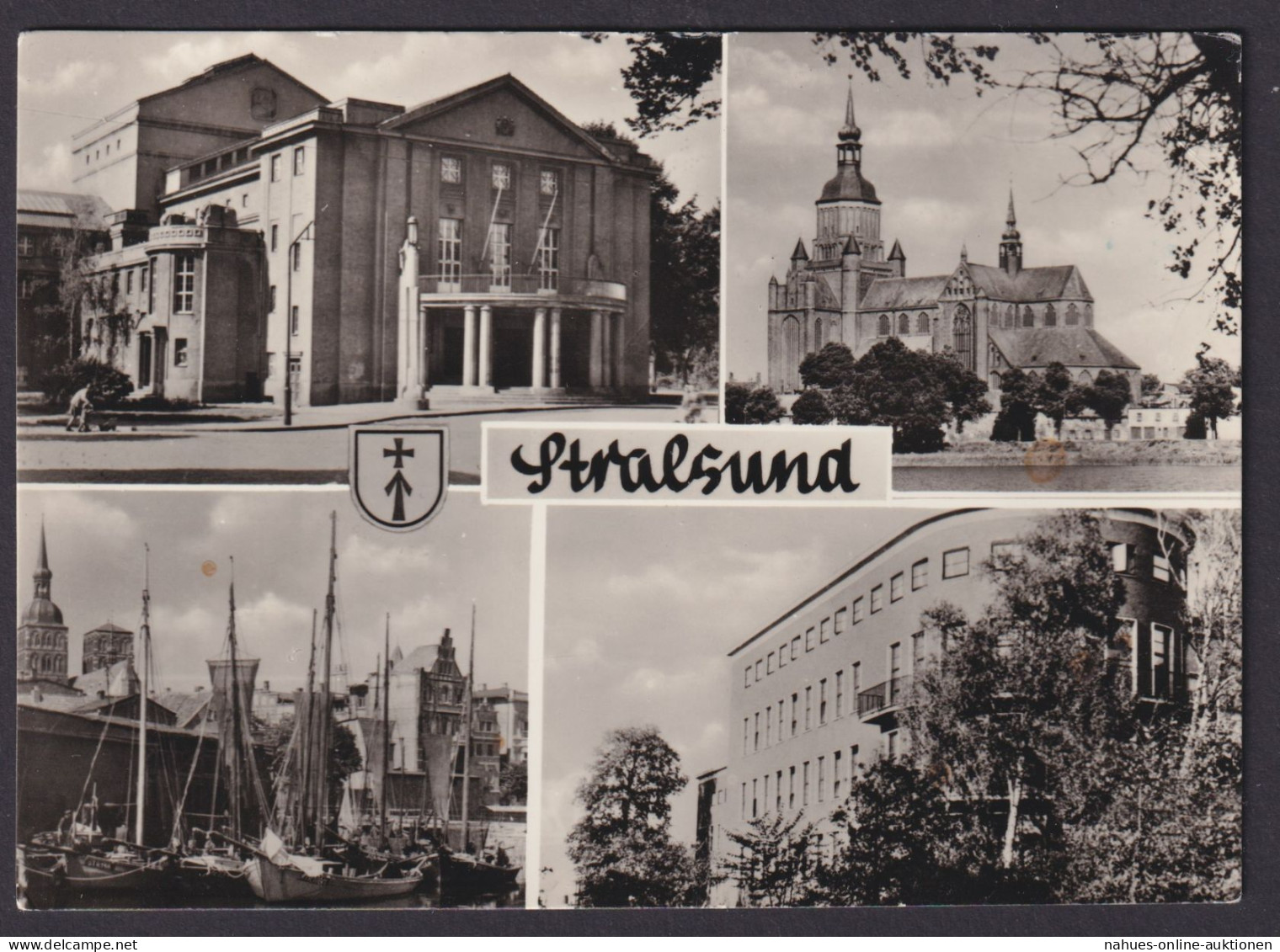 Ansichtskarte Stralsund Mecklenburg Vorpommern Stadttheater Marienkirche - Andere & Zonder Classificatie