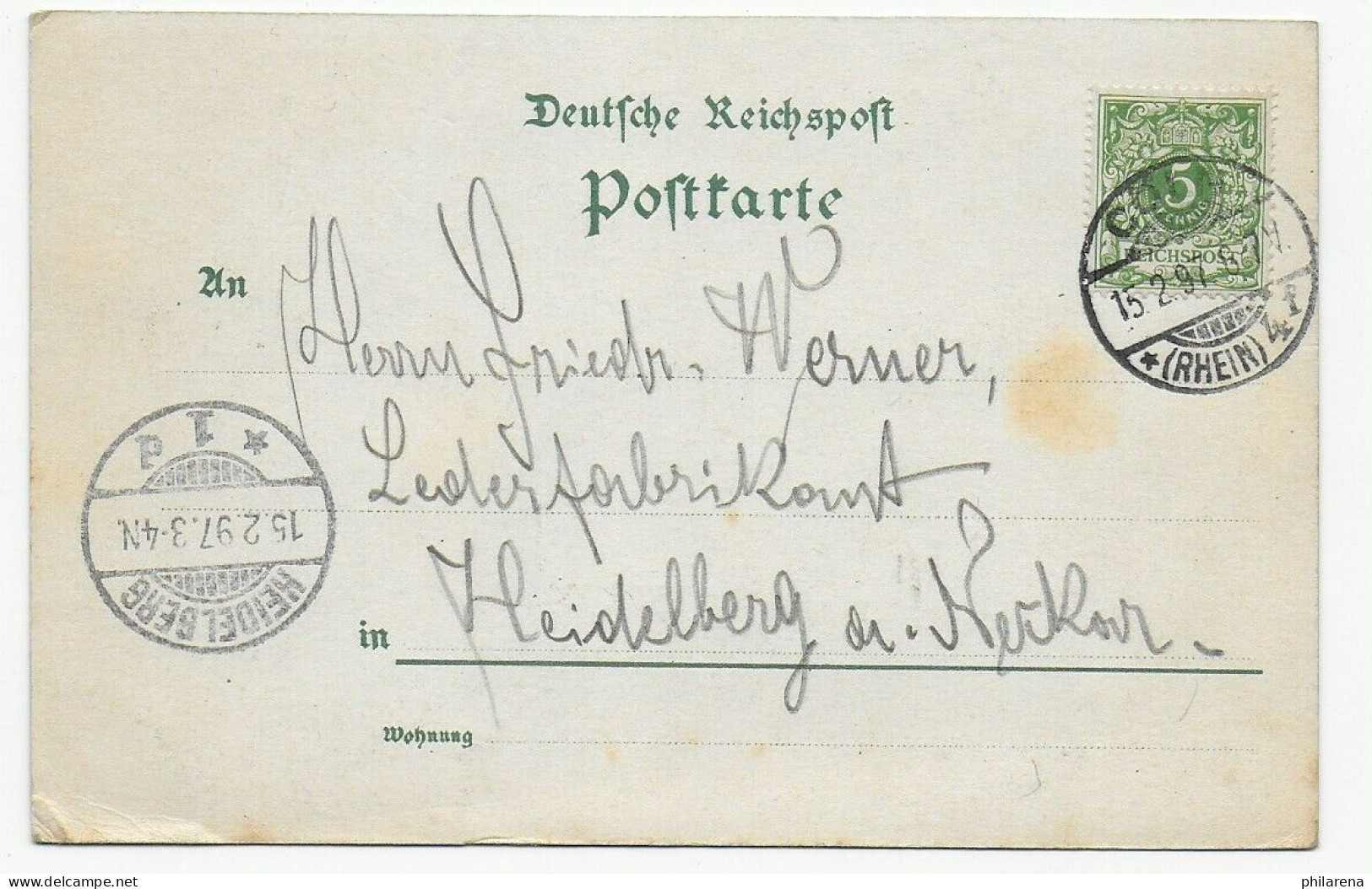 Carnevals Gruß Aus Köln, 1897 Nach Heidelberg, Lederfabrikant - Brieven En Documenten