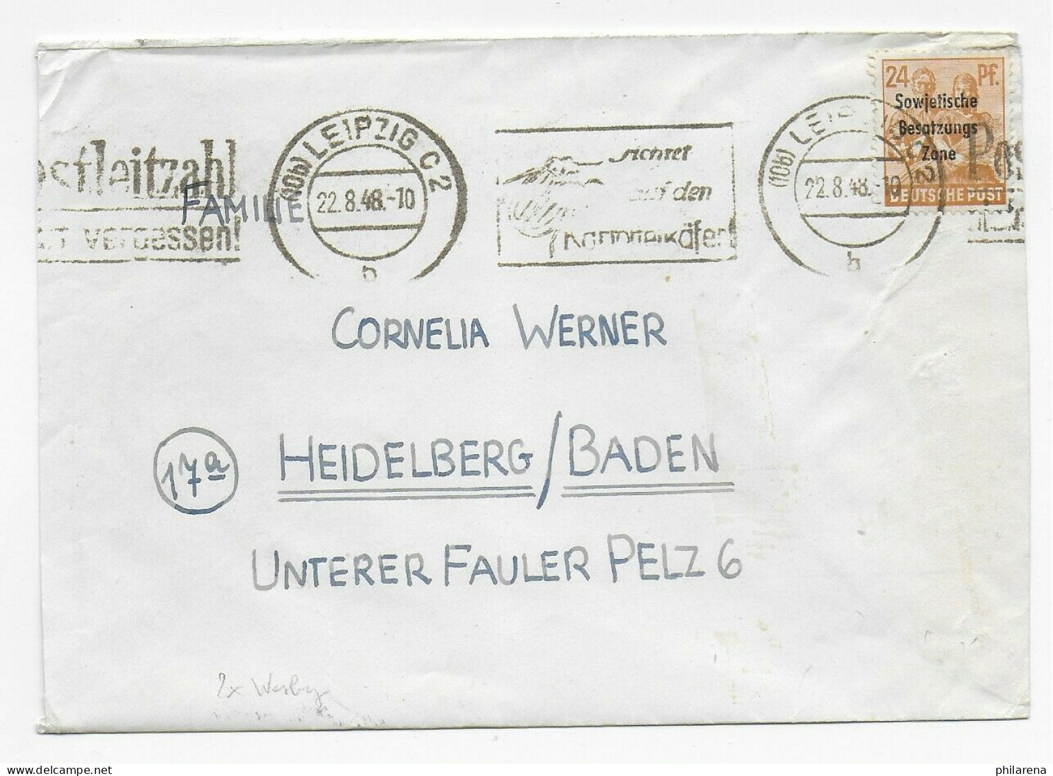 SBZ: Brief Von Leipzig 1948 Nach Heidelberg Mit Russischer Zensur - Briefe U. Dokumente