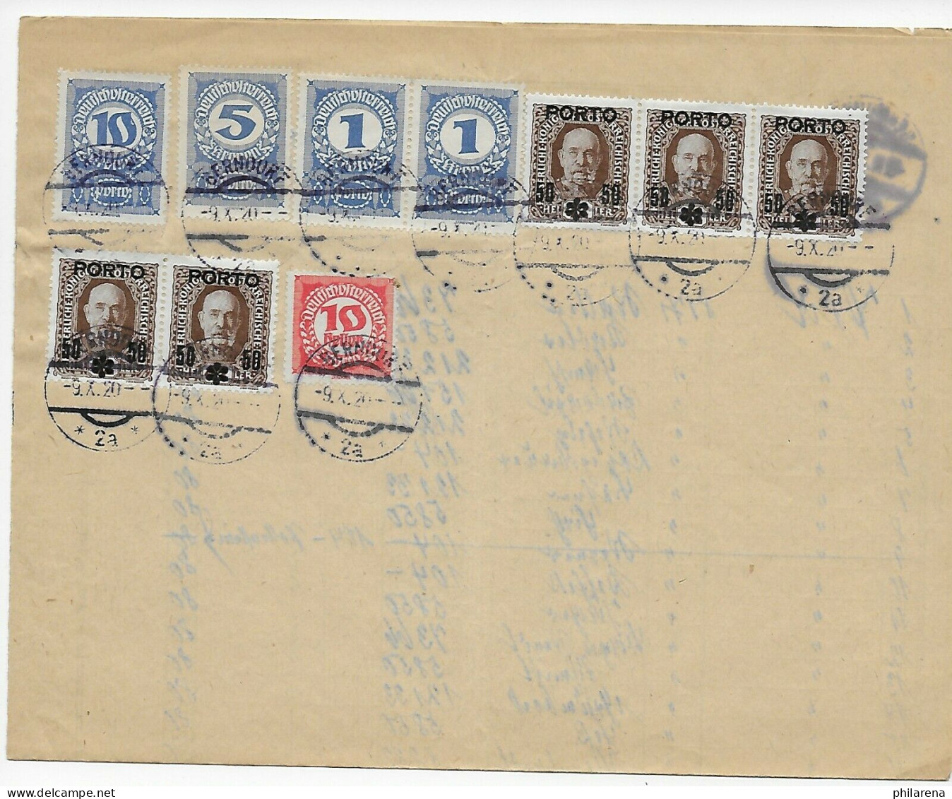 Aufstellung Zahlungsanweisungen Berndorf 1920 - Storia Postale