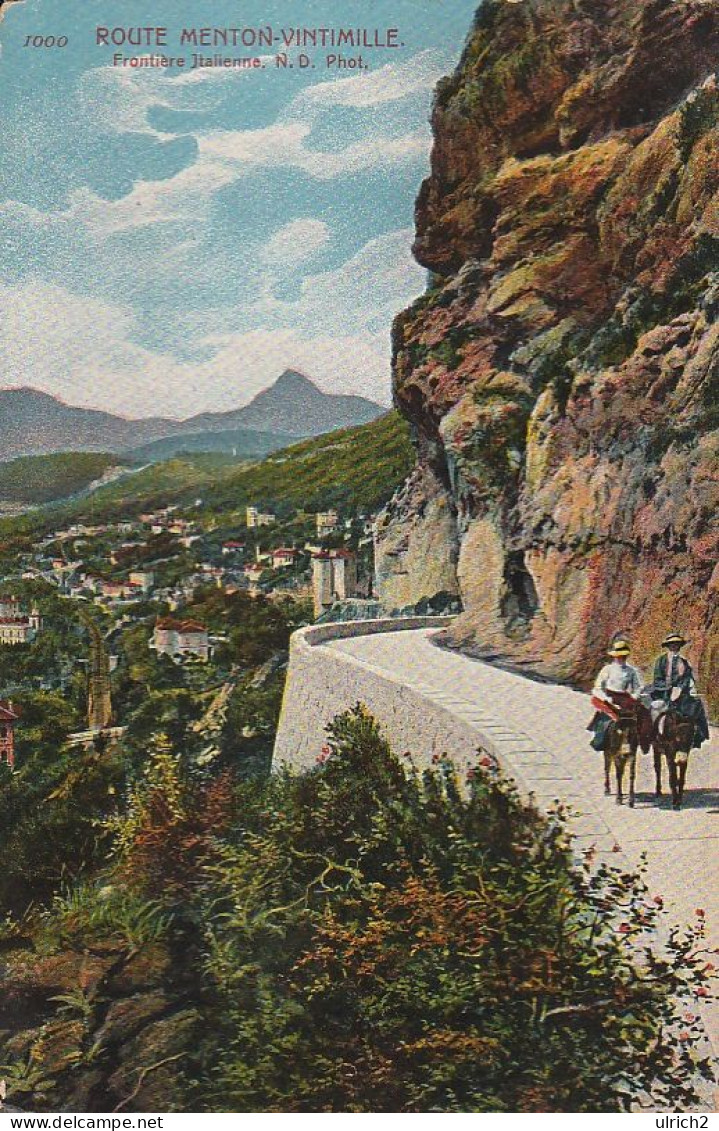 AK Route Menton-Ventimille - Frontière Italienne - 1911 (69295) - Menton