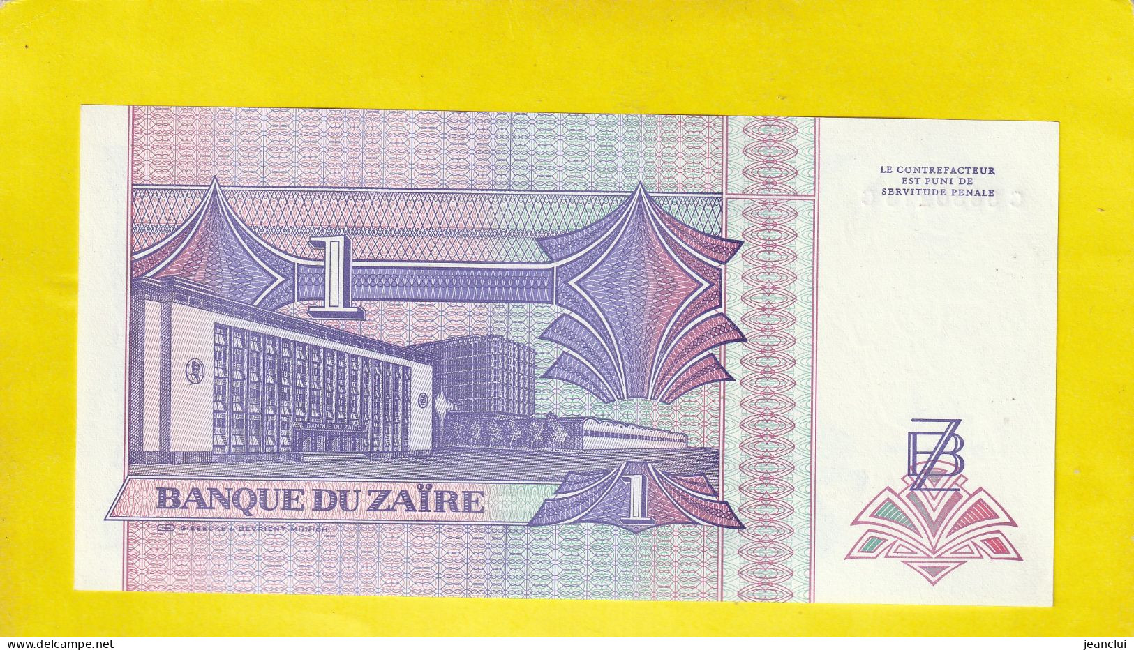 BANQUE DU ZAÏRE  .  1 NOUVEAU ZAÏRES  .  24-6-1993  .  N° C 5830213 C  .  2 SCANNES  .  ETAT LUXE  .  UNC - Zaire