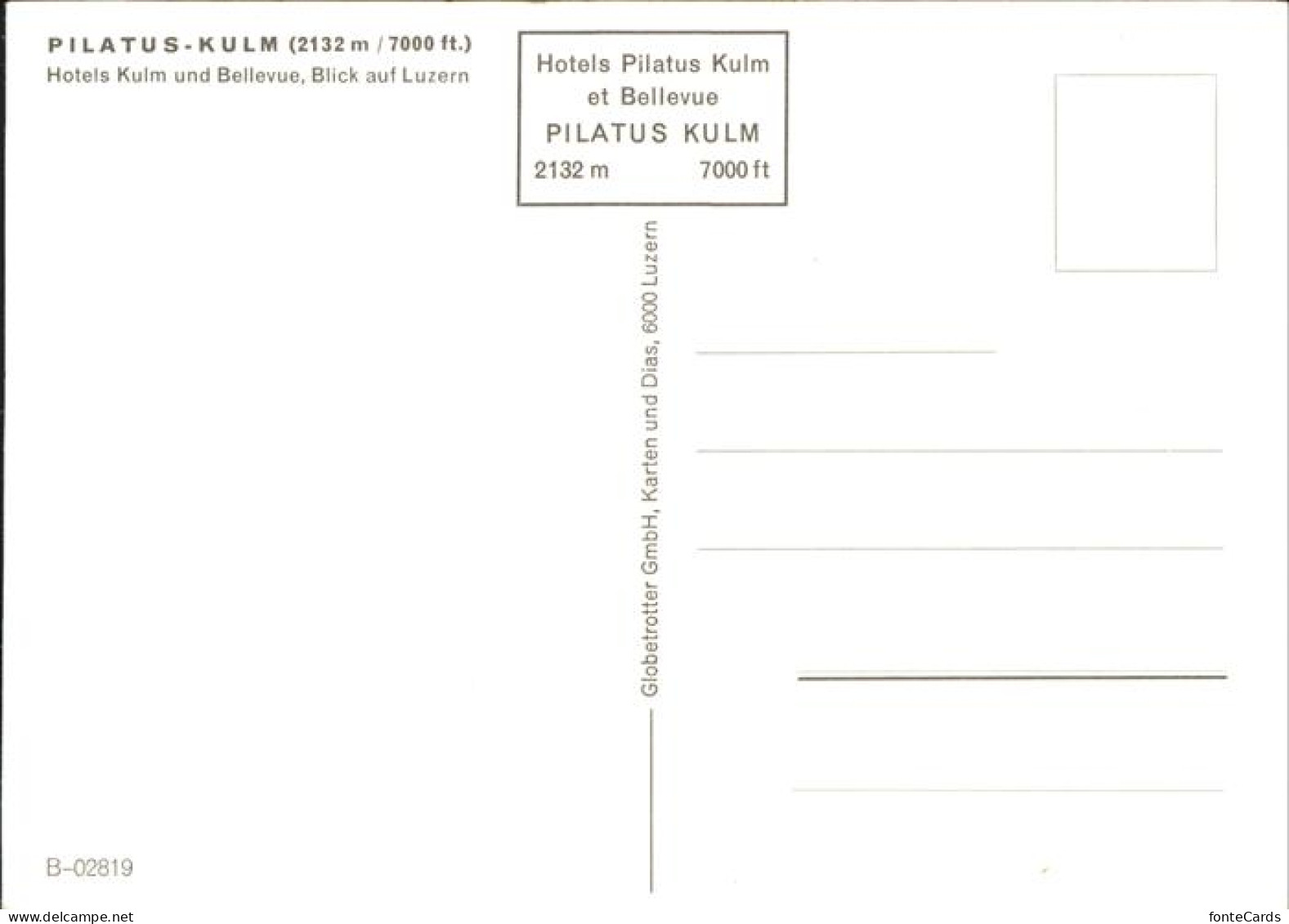 11381142 Pilatus Kulm Hotels Kulm Und Bellevue Blick Auf Luzern Pilatus  - Andere & Zonder Classificatie