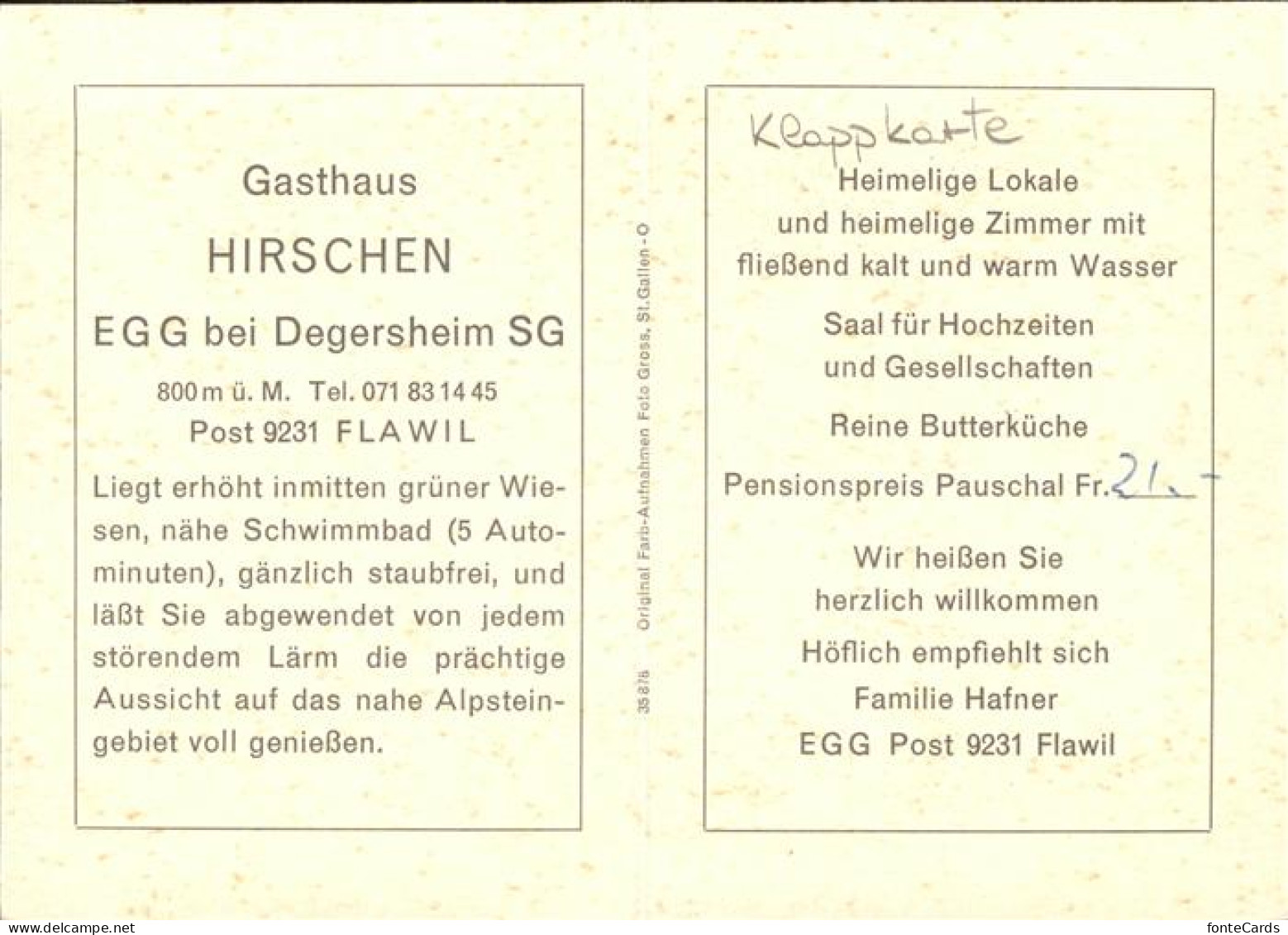 11381062 Egg SG Gasthaus Hirschen Details Klappkarte  - Sonstige & Ohne Zuordnung