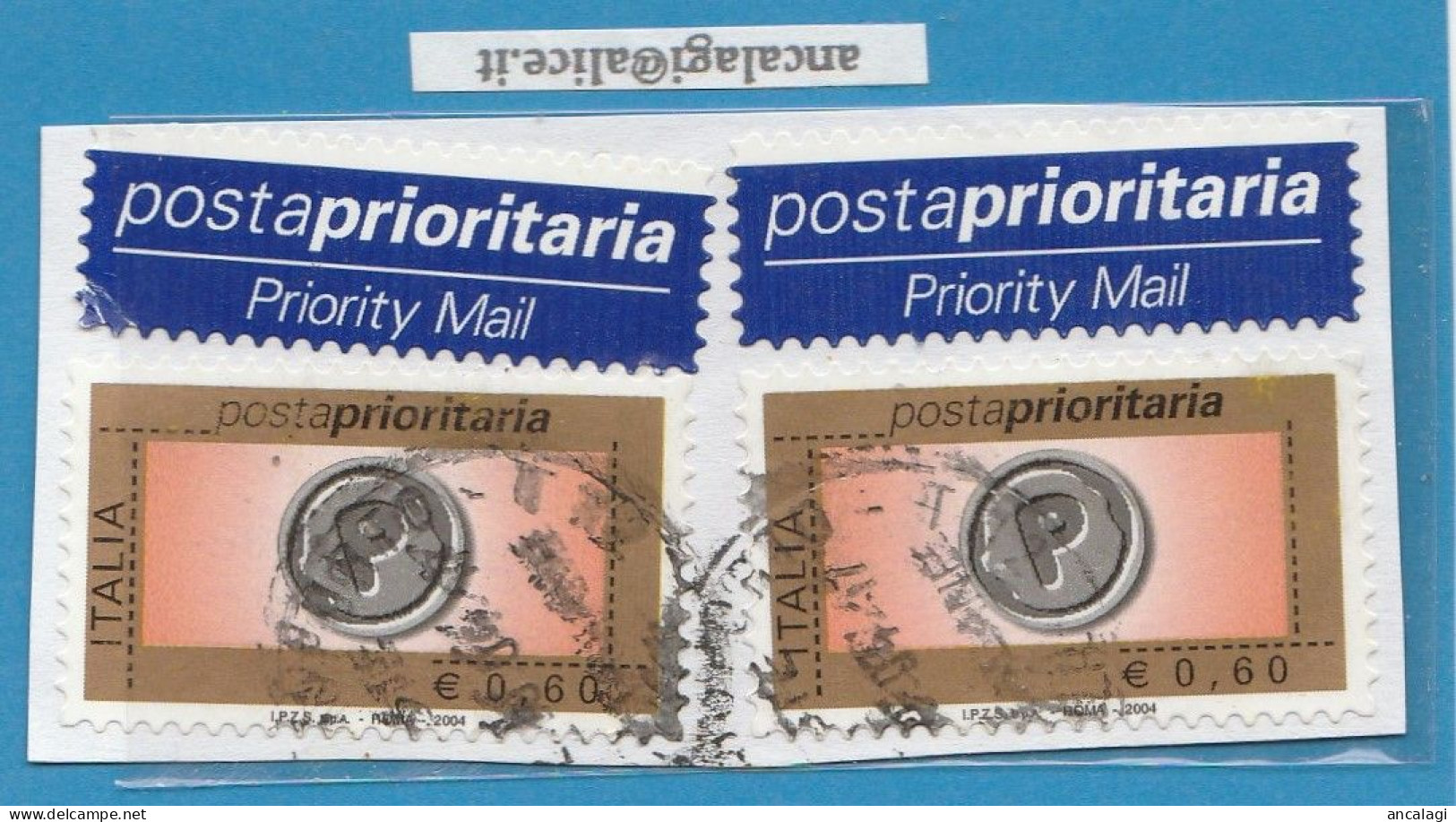 USATI ITALIA POSTA PRIORITARIA 2004 - Ref.1437A  "7^ Emissione"  2 Val. Da € 0,60 Con Appendice - - 2001-10: Usati