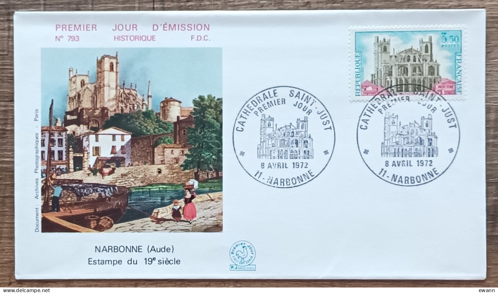 FDC 1972 - YT N°1713 - CATHEDRALE SAINT JUST - NARBONNE - 1970-1979