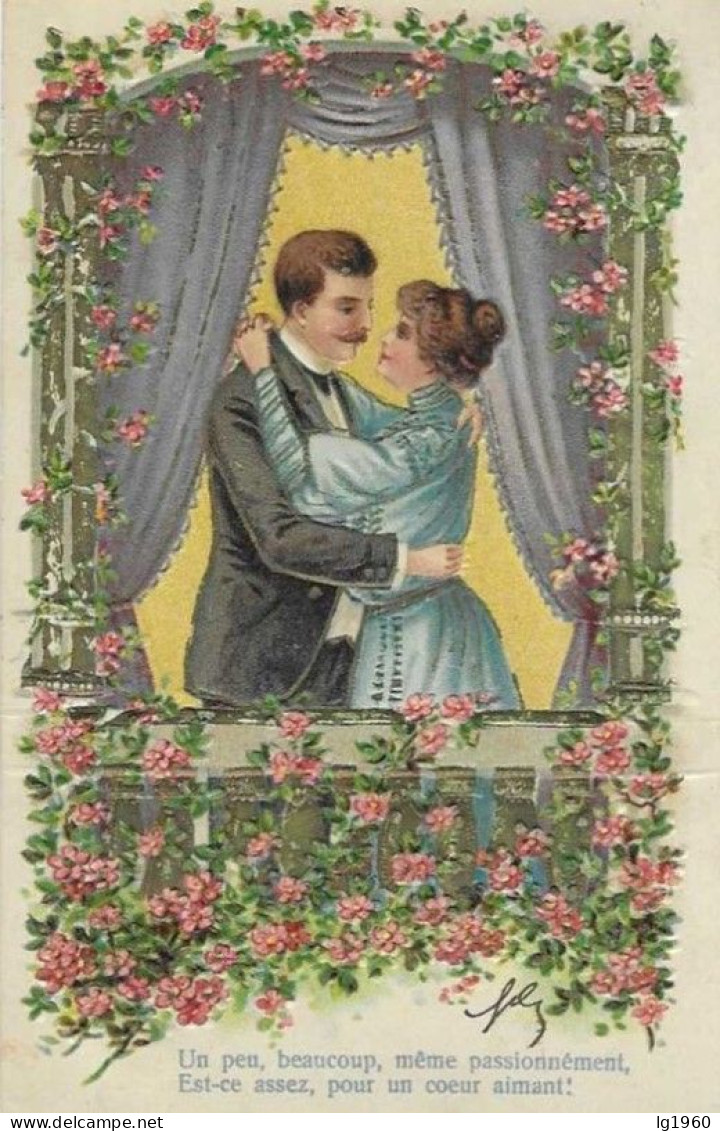 Couple Amoureux - Verliefd Koppel -  Cpa Gaufrée -  Reliefkaart - L'état Très Bon ! - Paare