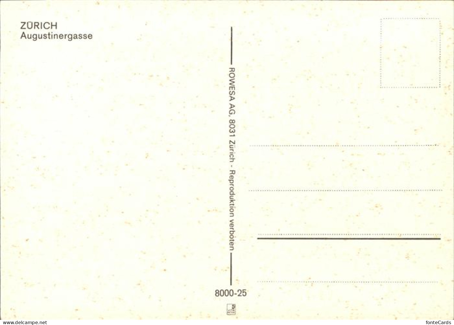 11380998 Zuerich Augustinergasse Zuerich - Andere & Zonder Classificatie