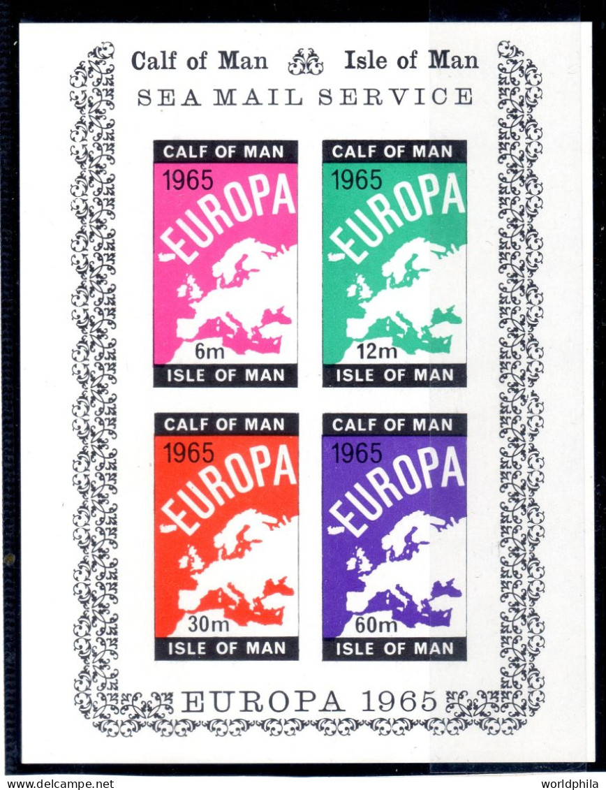 Calf Of Man / Isle Of Man, UK "EUROPA 1965", Map, MNH Imperforated Sea Mail  Service - Cinderella