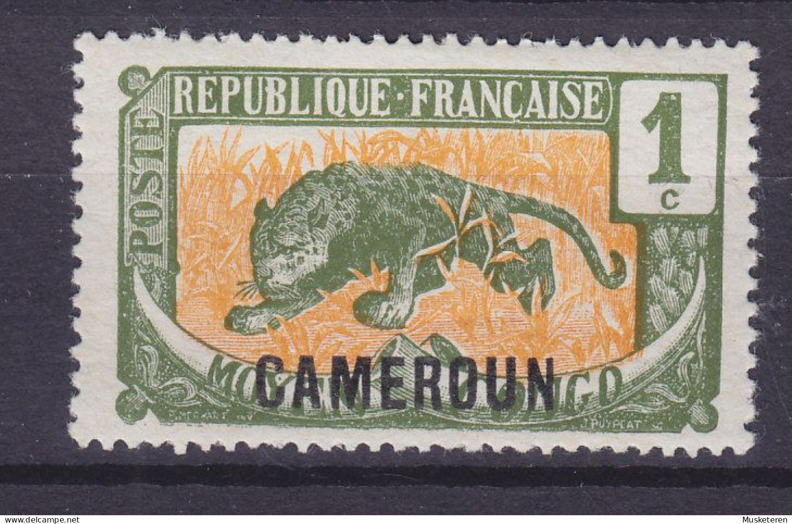 Cameroun 1921 Mi. 47, 1c. Mittelkongo Leopard Overprinted Aufdruck Surchargé CAMEROUN, MH* - Nuevos