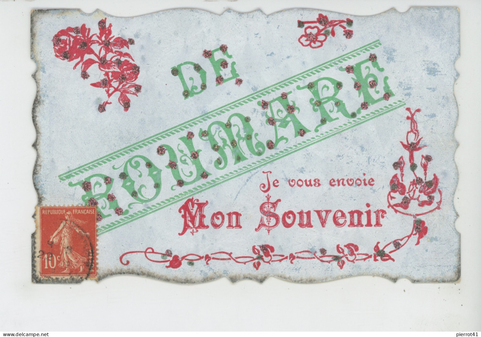 ROUMARE - Jolie Carte Fantaisie Avec Paillettes " De ROUMARE , Je Vous Envoie Mon Souvenir  " - Other & Unclassified