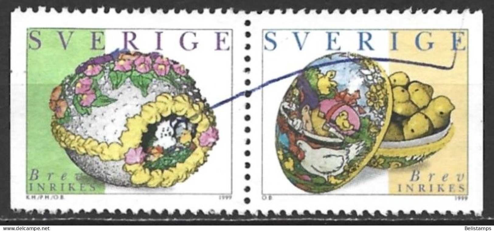 Sweden 1999. Scott #2321-2 (U) Easter Eggs (Complete Set) - Used Stamps