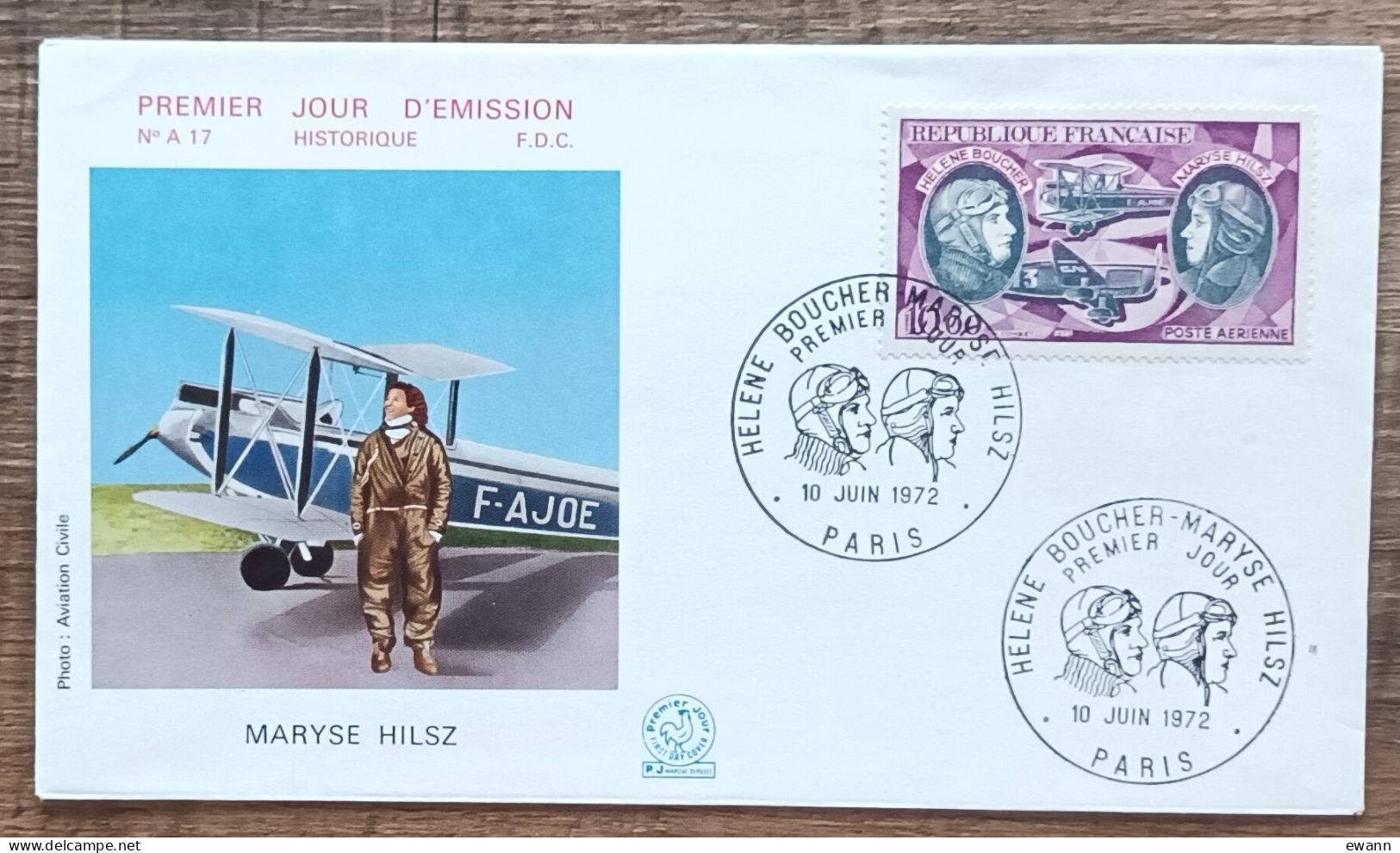 FDC 1972 - YT Aérien N°47 - HELENE BOUCHER / MARYSE HILSZ - PARIS - 1970-1979