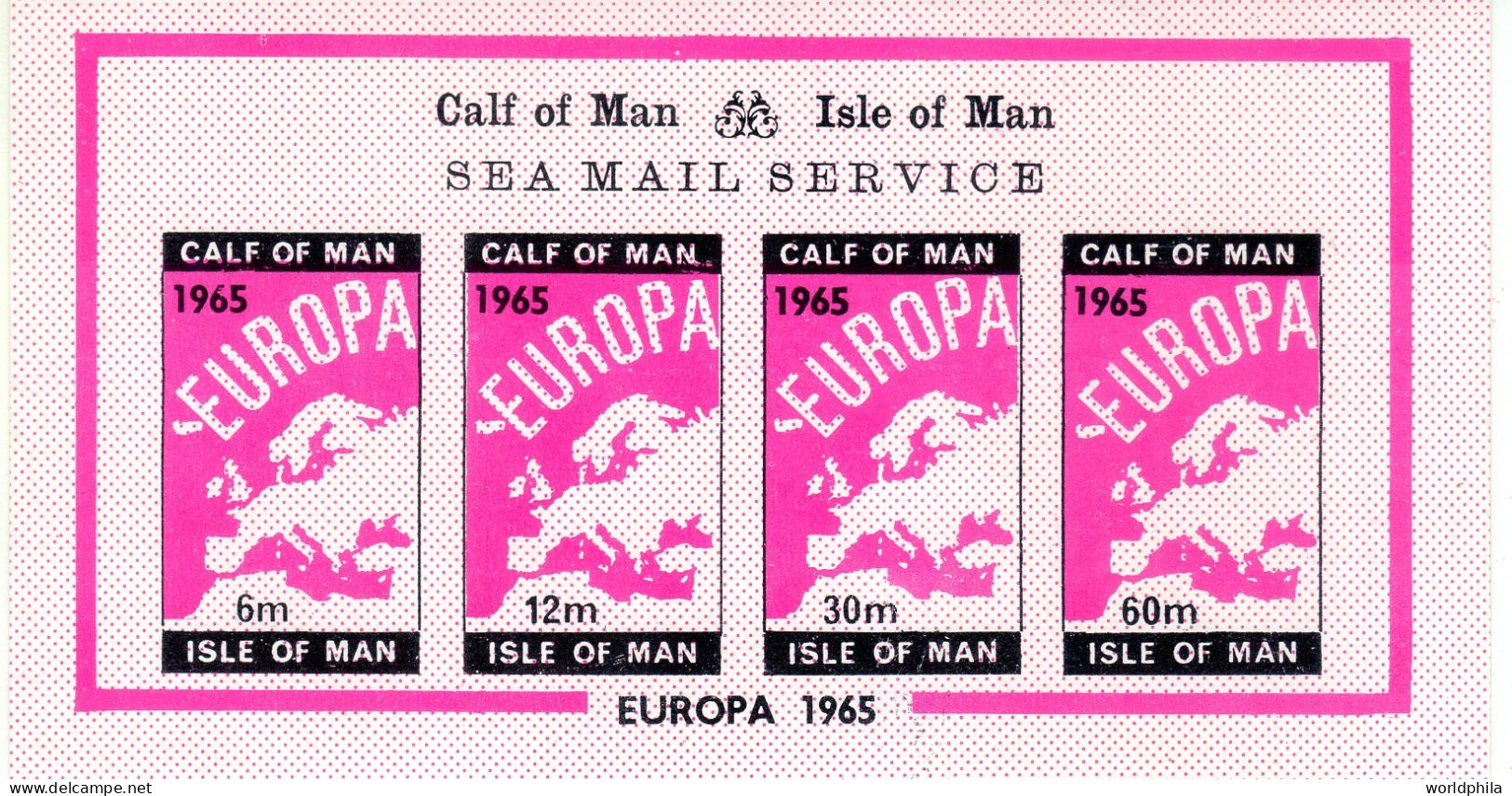 Calf Of Man / Isle Of Man, UK "EUROPA 1965", Map, MNH Imperforated Sea Mail  Service II - Cinderelas