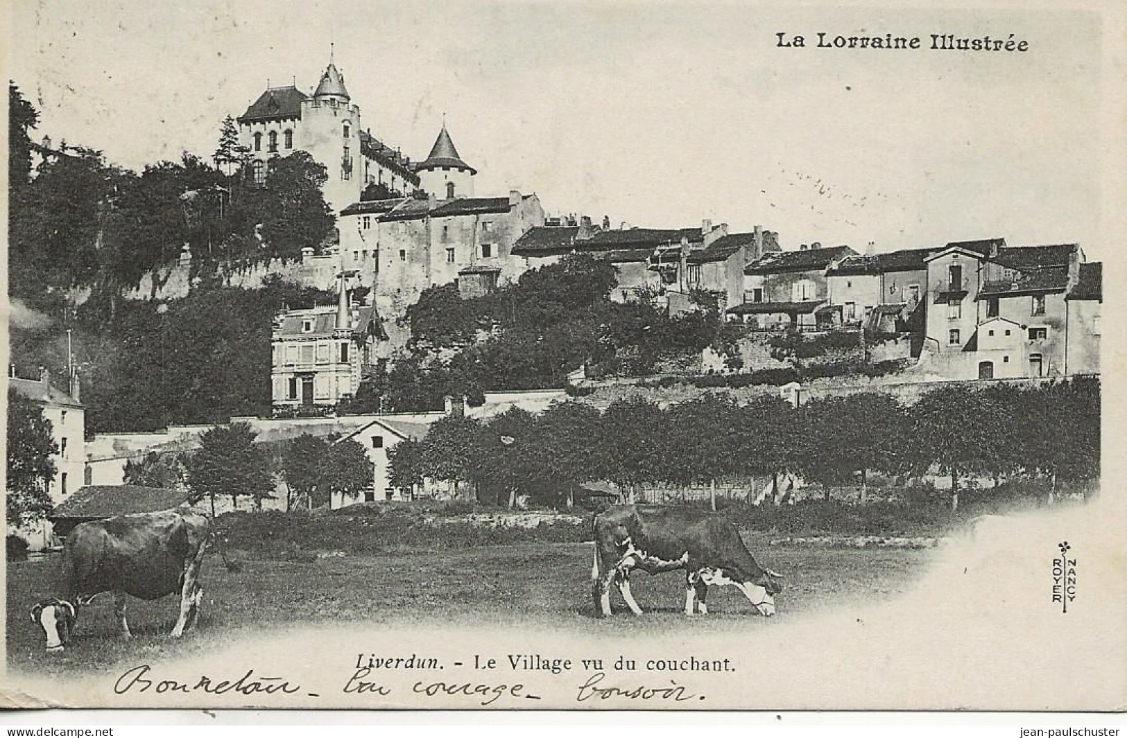 54 -   Liverdun - Le Village Vu Au Couchant  ** CPA , Précurseur Vaches  ** - Liverdun