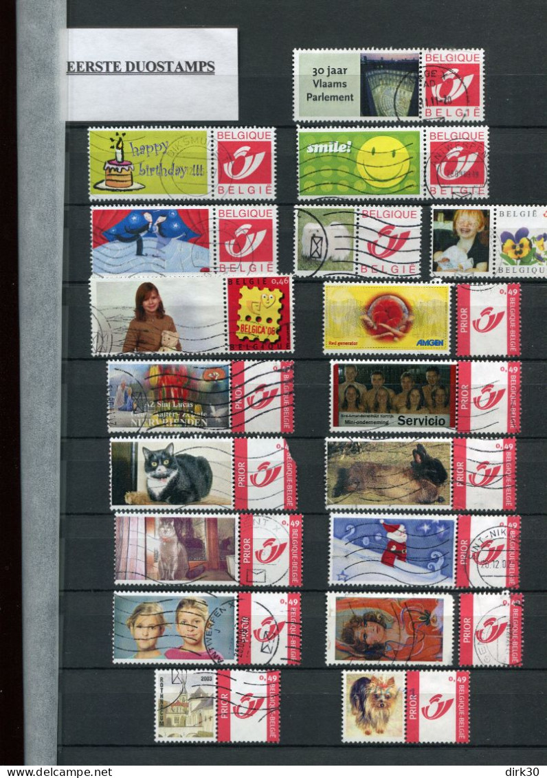 Belgie Duostamps 18 X Gestempeld Gepersonaliseerde Zegels (staat Zie Scan) - Oblitérés