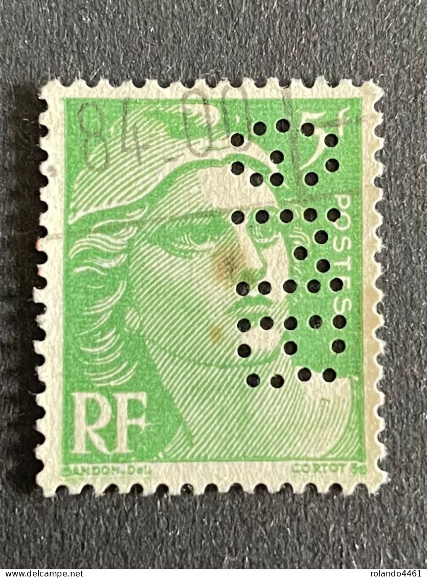 FRANCE G N° 719 Marianne De Gandon GMB 94 Indice 4 Perforé Perforés Perfins Perfin Superbe ! - Otros & Sin Clasificación