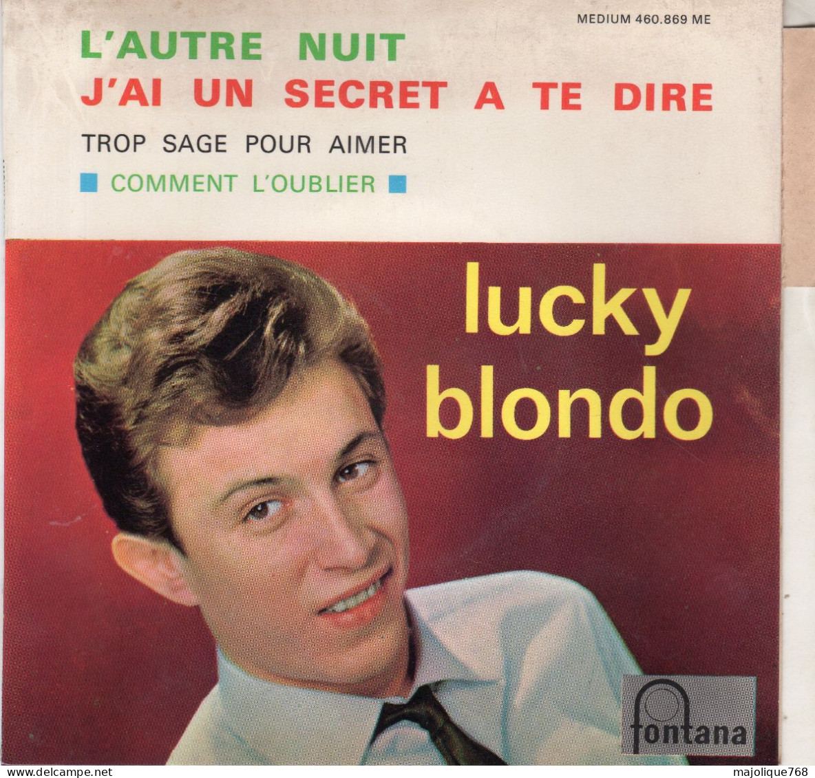 Disque - Lucky Blondo - L'autre Nuit - Fontana 460.869 ME France 1963 - Rock