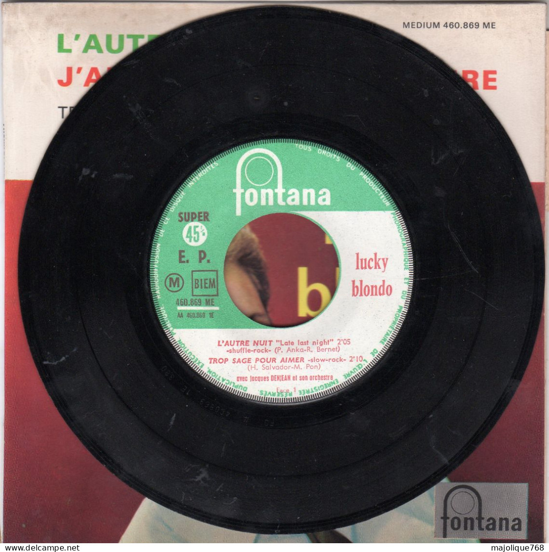 Disque - Lucky Blondo - L'autre Nuit - Fontana 460.869 ME France 1963 - Rock