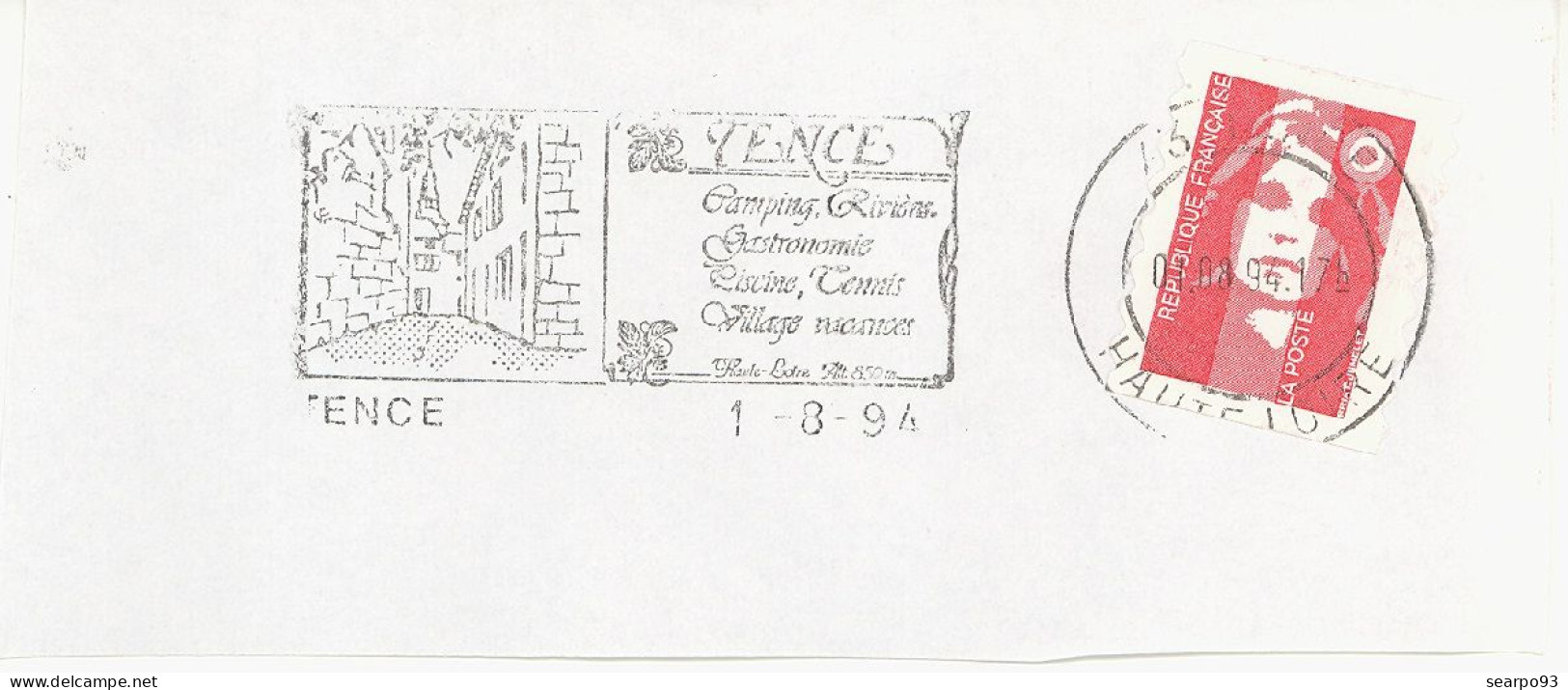 BELGIUM. POSTMARK. TENCE. 1994 - 1961-....