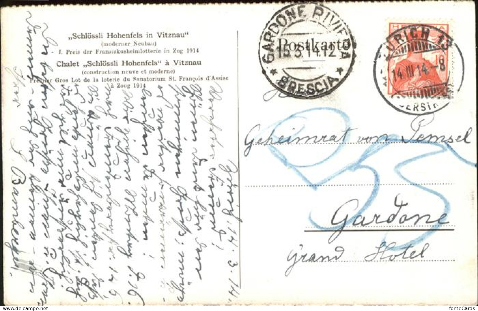 11379751 Vitznau Schloessli Hohenfels Kuenstlerkarte Vitznau - Autres & Non Classés