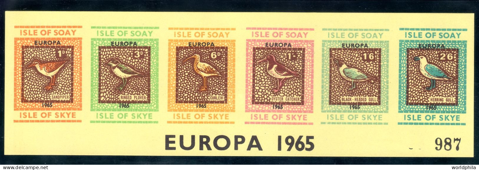 Isle Of Soay / Isle Of Skye , UK "EUROPA 1965", Birds, Gulls, MNH Imperforated Sea Mail  Service III - Cinderelas