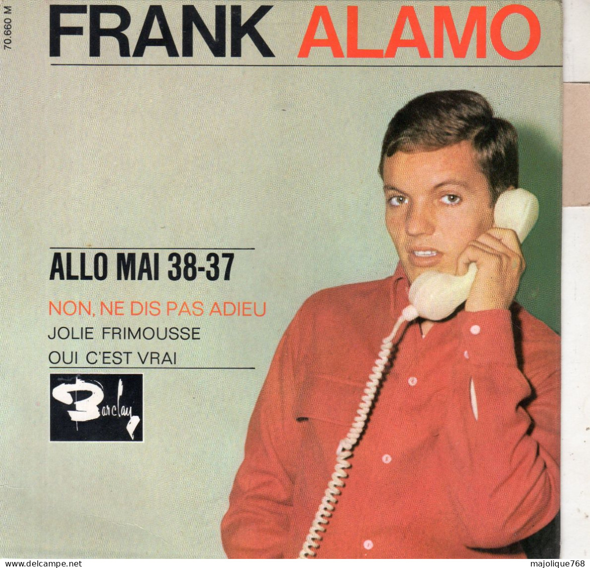 Disque - Frank Alamo - Allo Mai 38-37 Barclay 70.660 M France 1964 - Rock