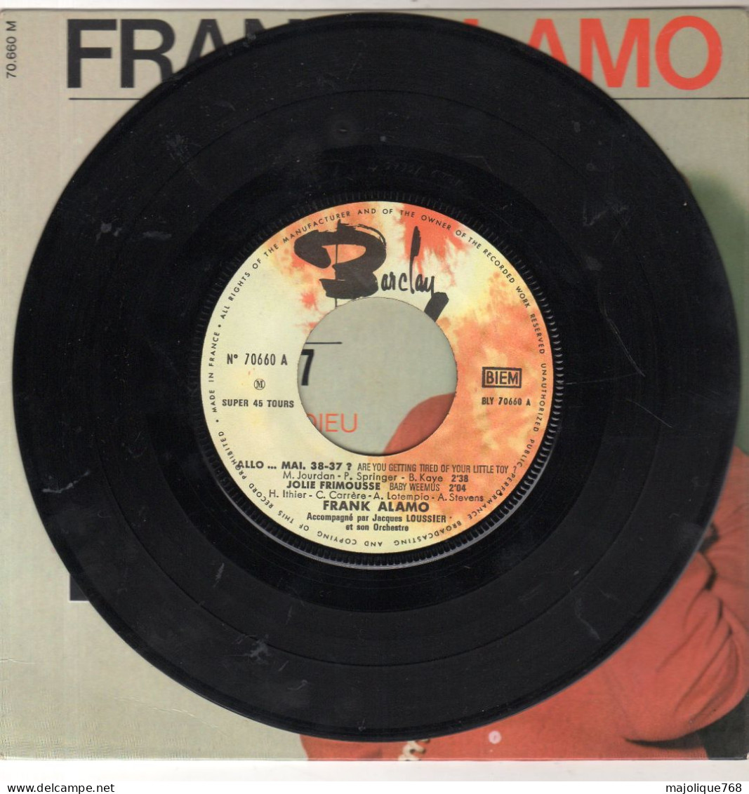 Disque - Frank Alamo - Allo Mai 38-37 Barclay 70.660 M France 1964 - Rock